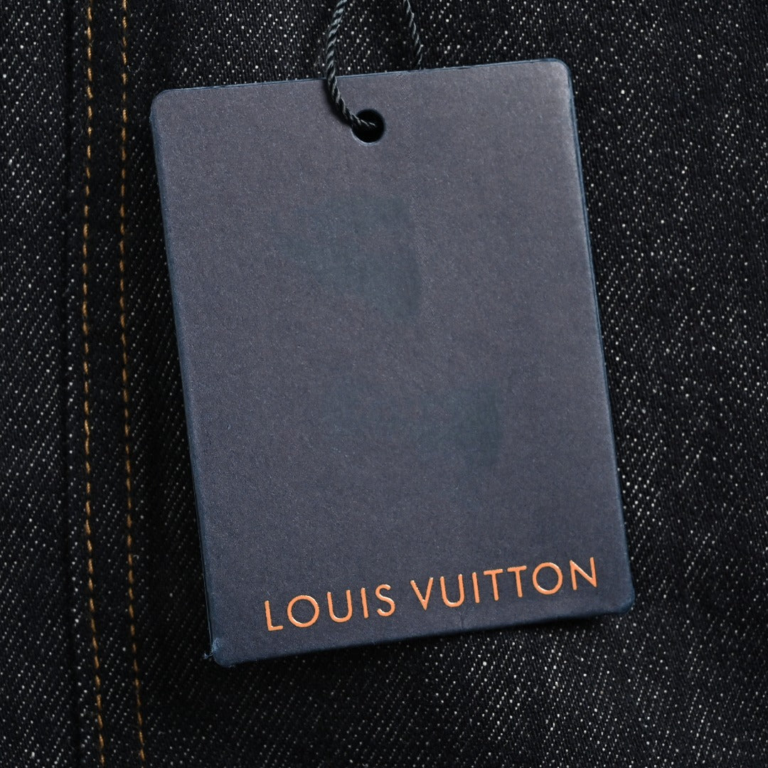 Louis Vuitton Paneled Embroidered Jeans - Dark Indigo
