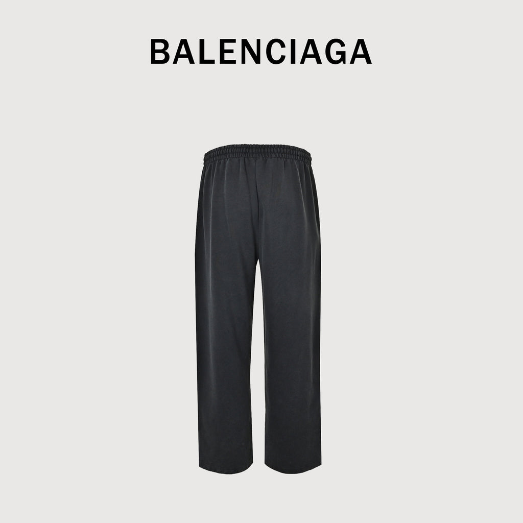 Balenciaga Embroidered Drawstring Trousers - Washed Black-Blue