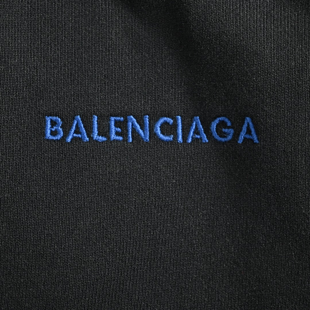 Balenciaga Embroidered Drawstring Trousers - Washed Black-Blue