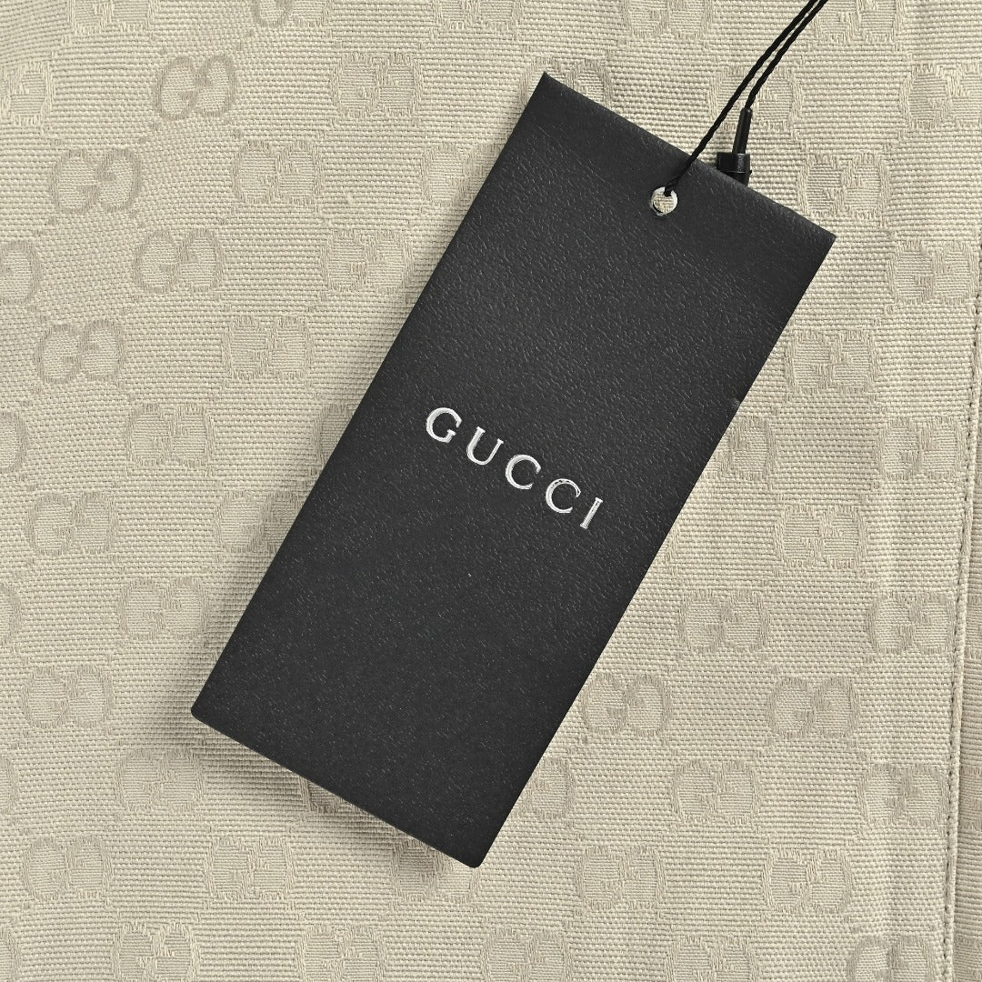 Gucci Tonal All-Over Pattern Zip-Up Jacket - Ivory