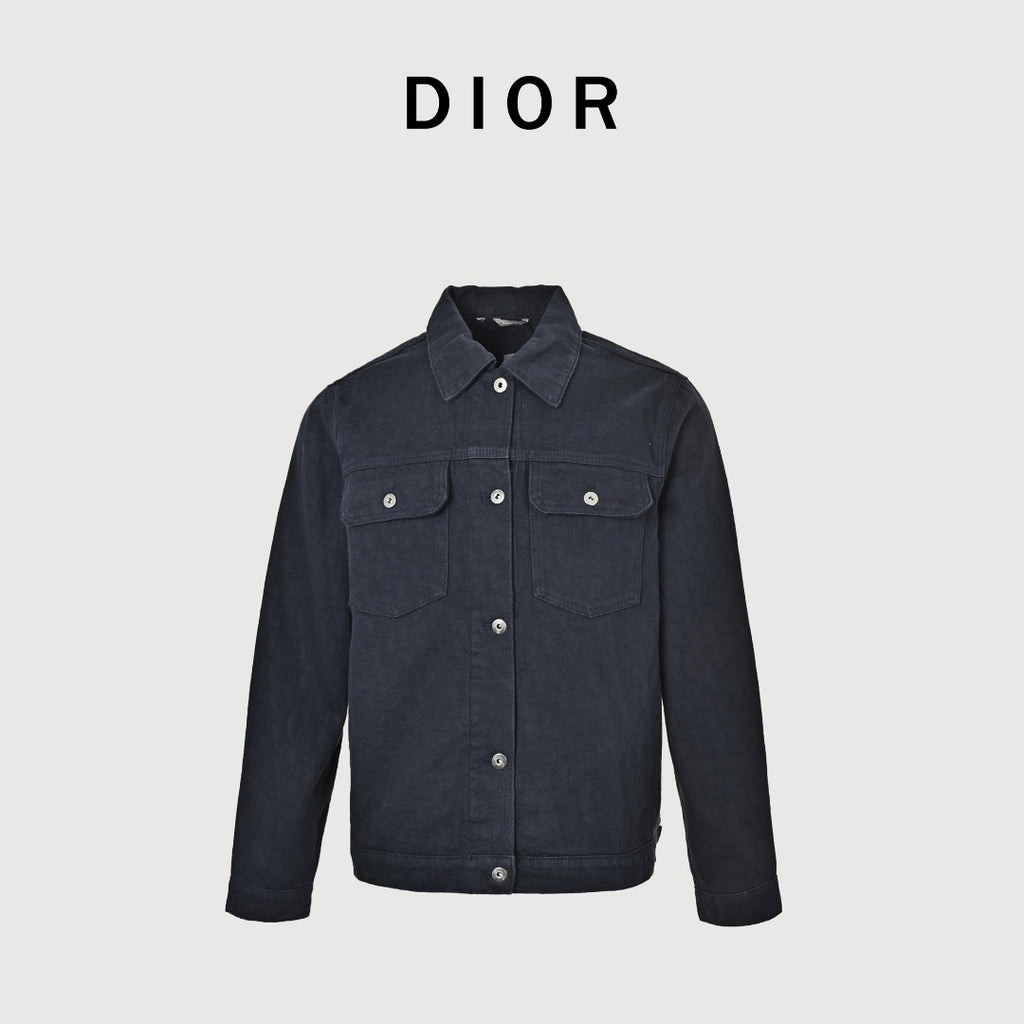 Dior Tonal All-Over Pattern Denim Jacket - Dark Indigo