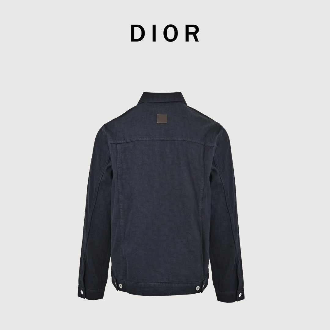Dior Tonal All-Over Pattern Denim Jacket - Dark Indigo