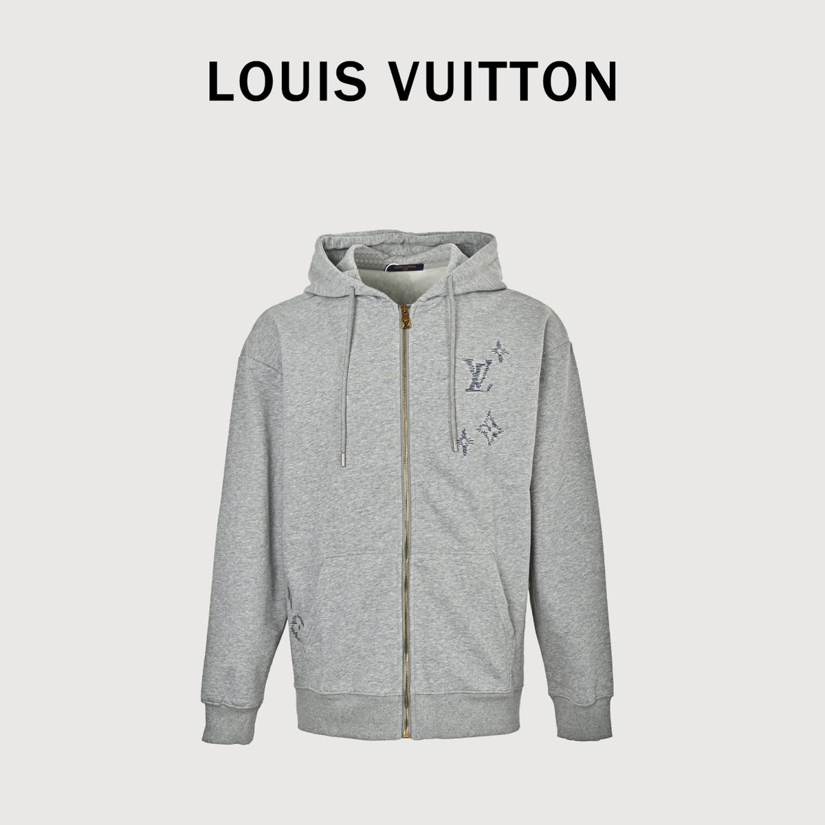 Louis Vuitton Sketch Monogram Zip-Up Hoodie - Light Gray