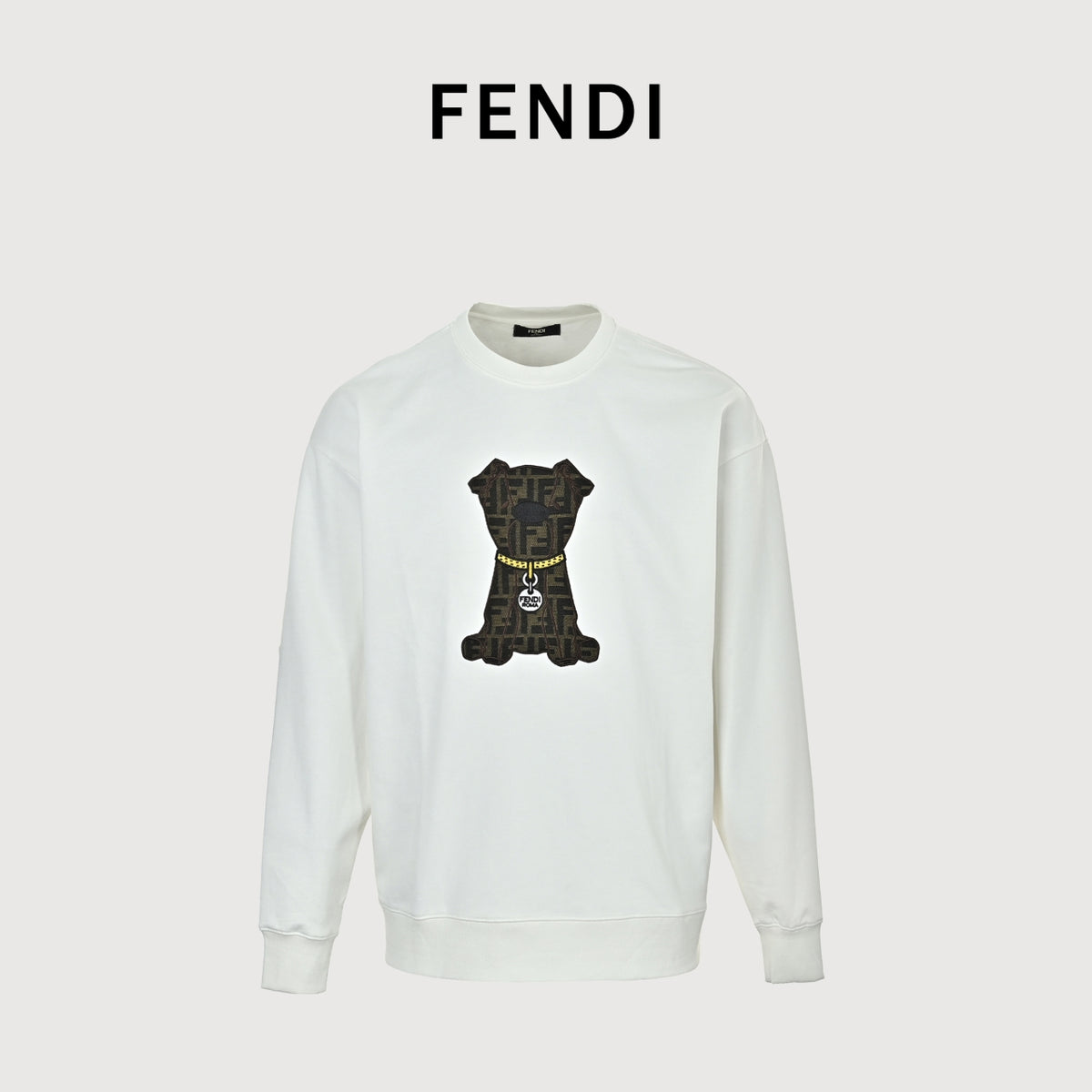 Fendi Dog Embroidered Crewneck Sweatshirt - White