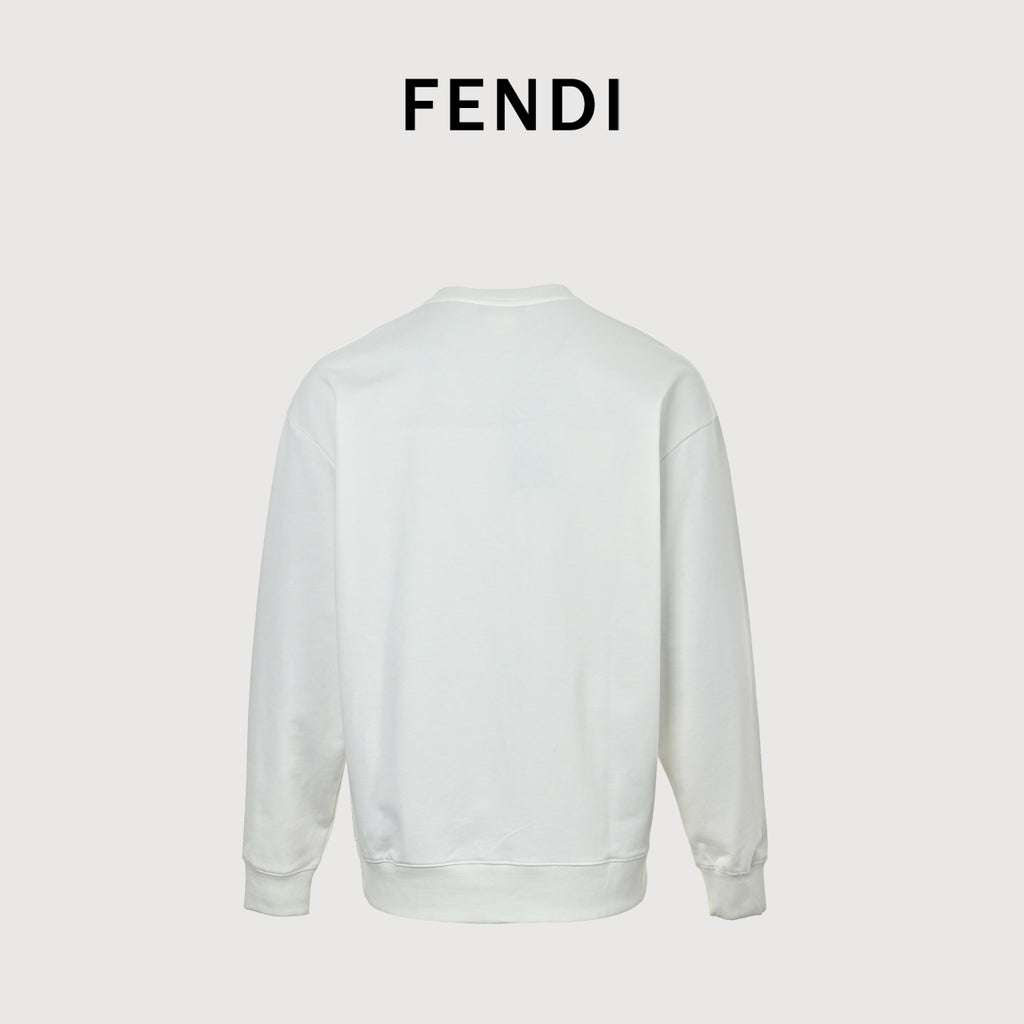 Fendi Dog Embroidered Crewneck Sweatshirt - White