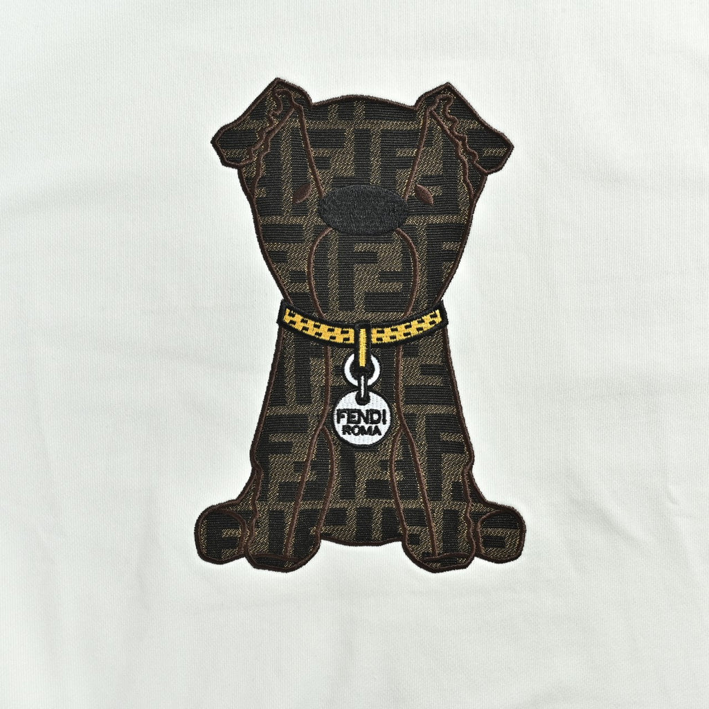 Fendi Dog Embroidered Crewneck Sweatshirt - White