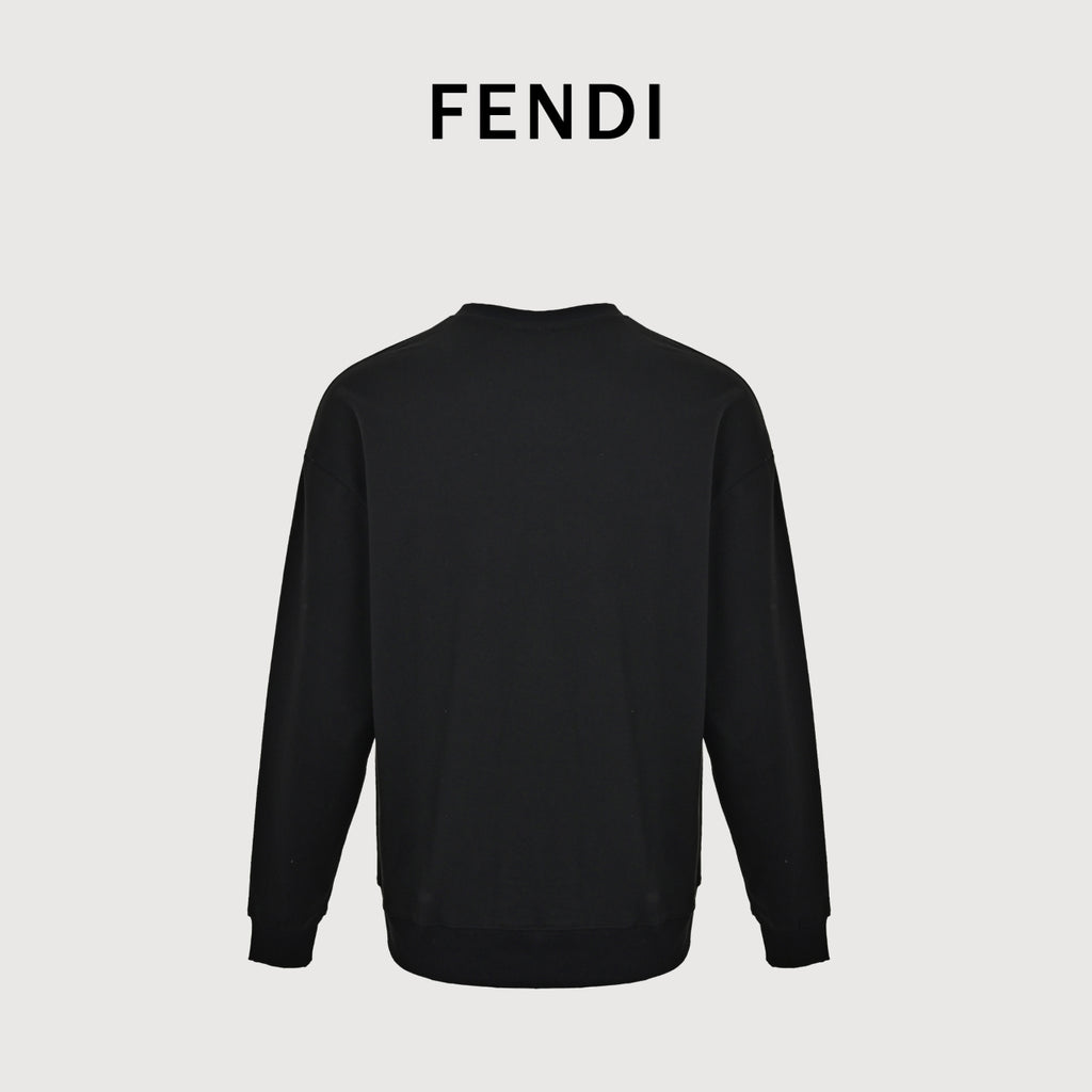 Fendi Dog Embroidered Crewneck Sweatshirt - Black