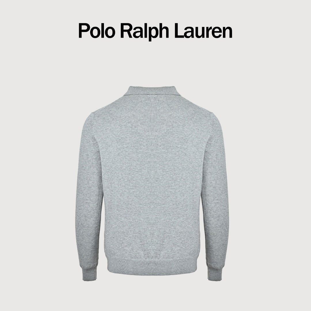 Ralph Lauren Polo Collar Knit Cardigan - Light Gray