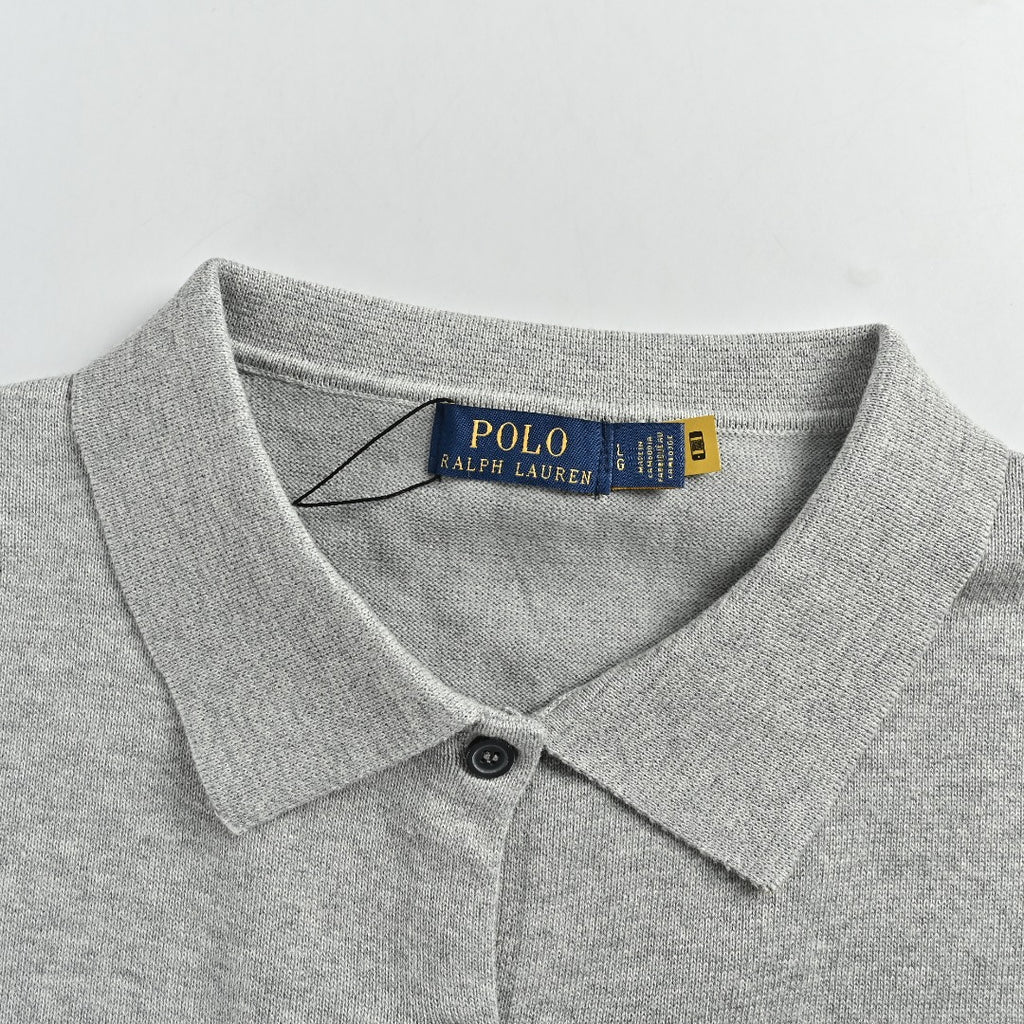 Ralph Lauren Polo Collar Knit Cardigan - Light Gray