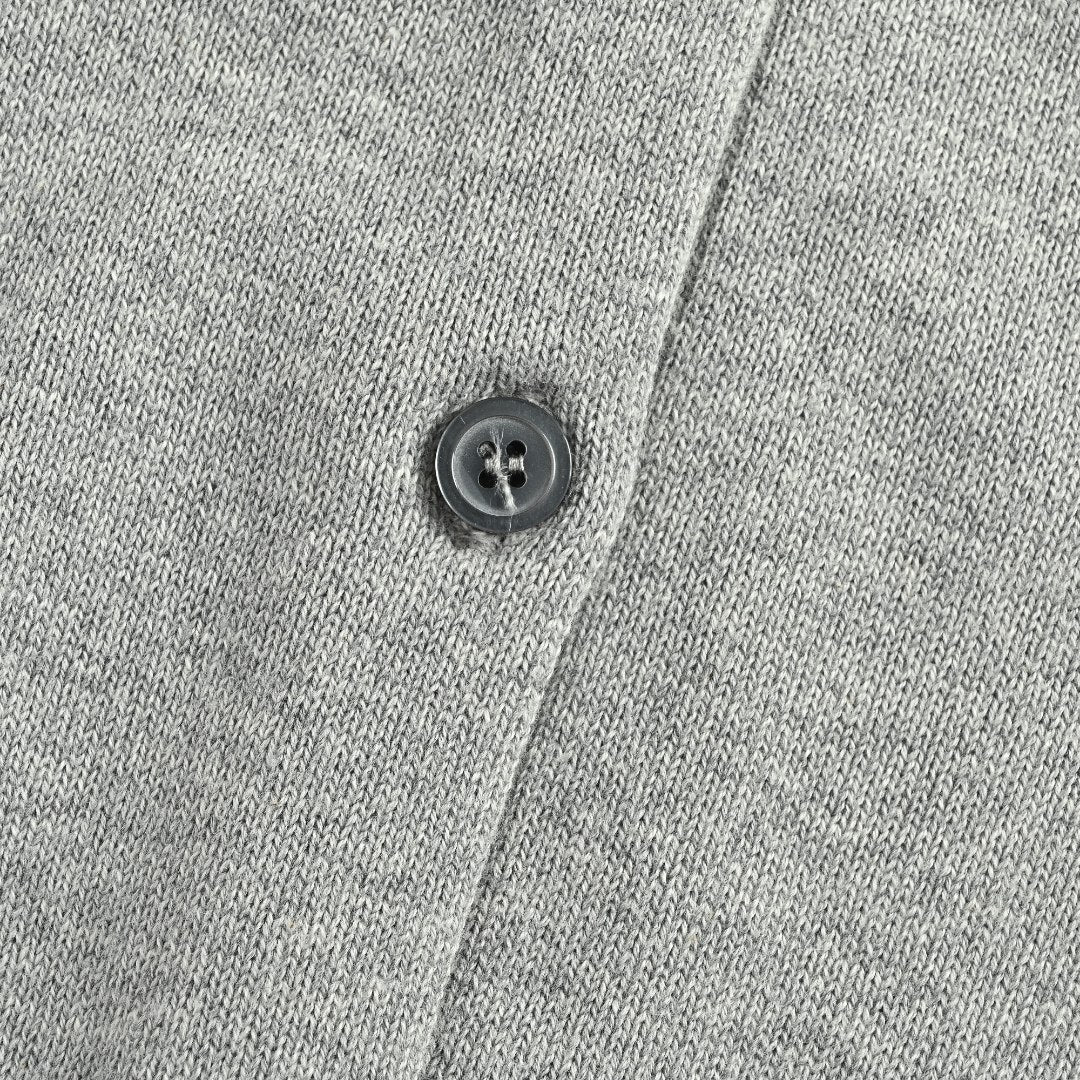 Ralph Lauren Polo Collar Knit Cardigan - Light Gray