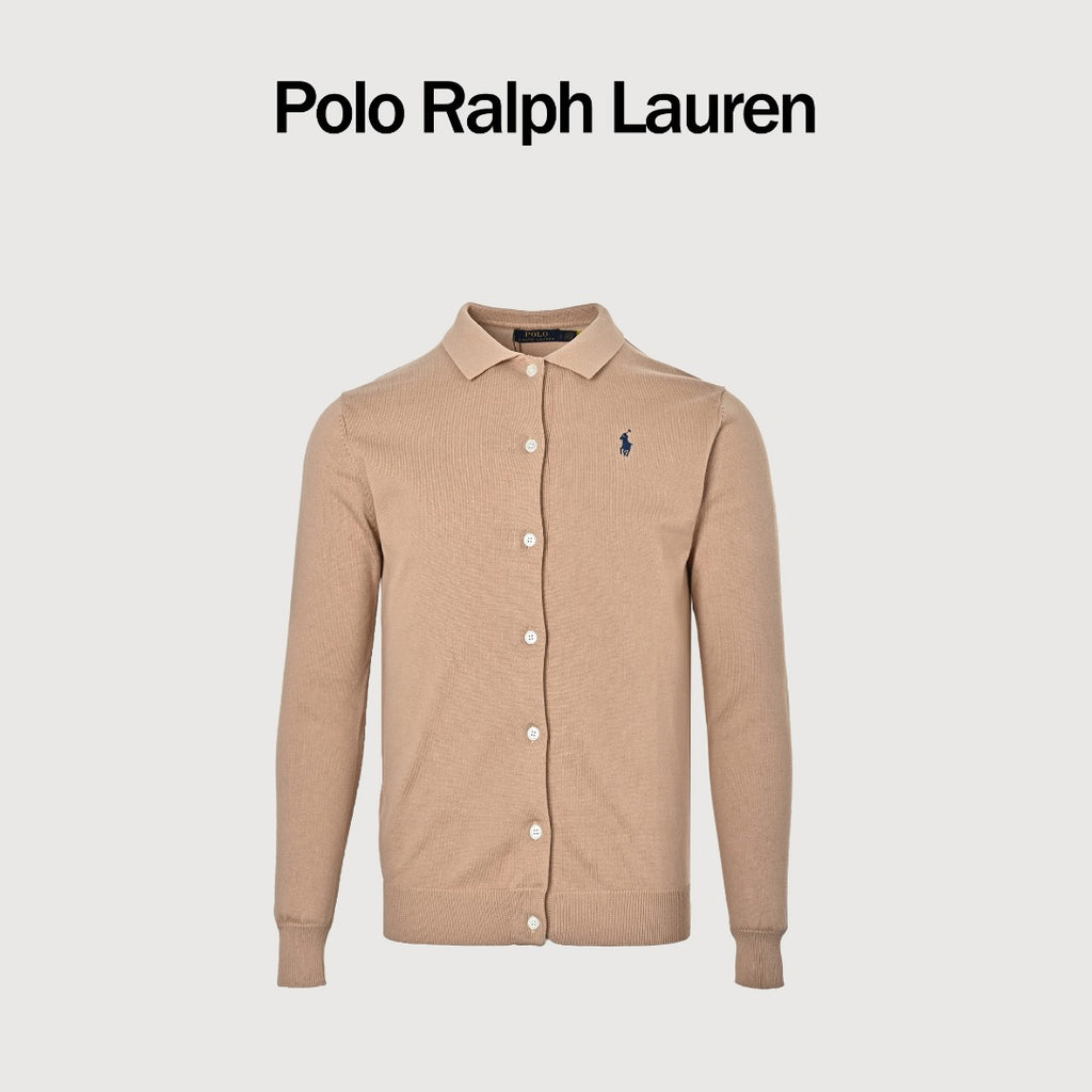 Ralph Lauren Polo Collar Knit Cardigan - Beige