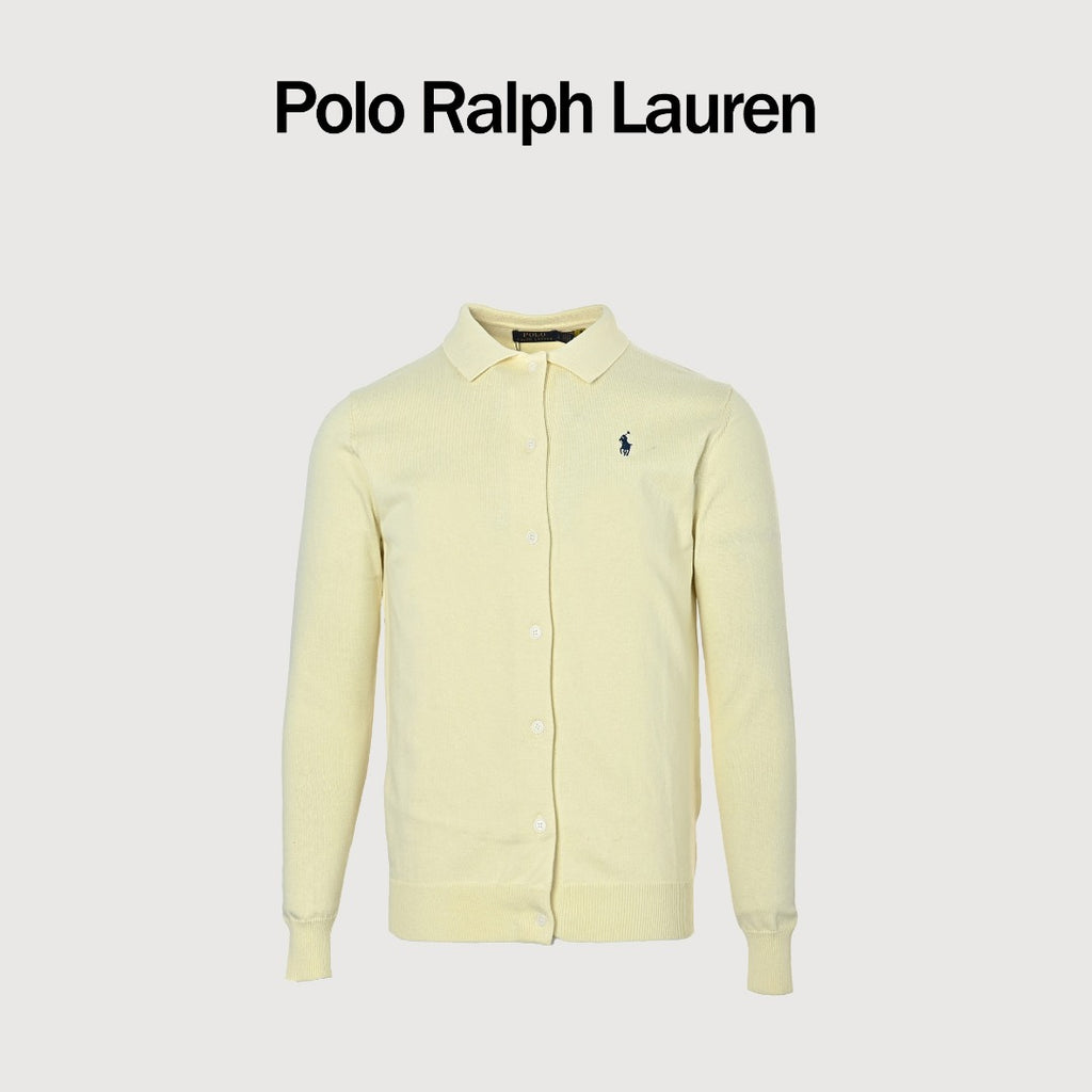 Ralph Lauren Polo Collar Knit Cardigan - Pale Yellow