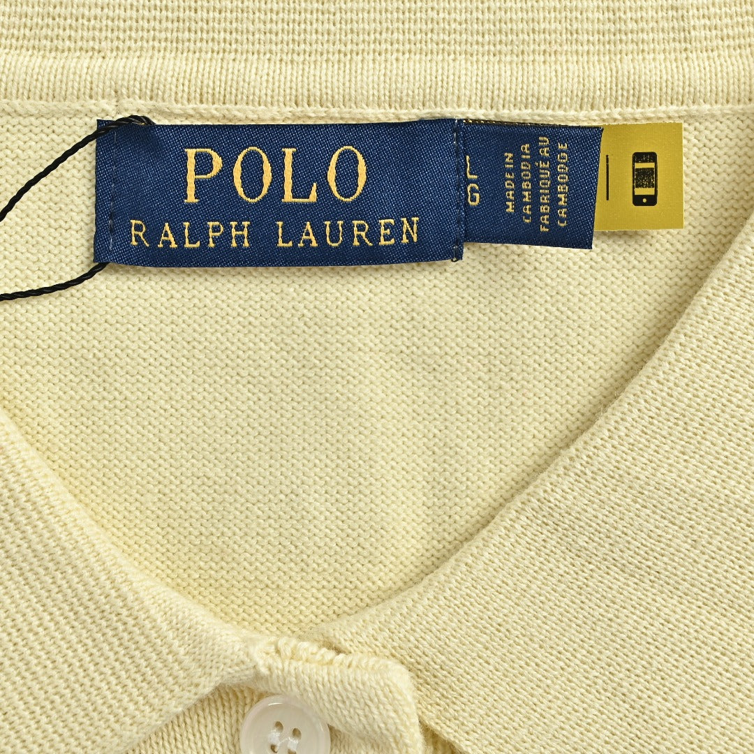 Ralph Lauren Polo Collar Knit Cardigan - Pale Yellow