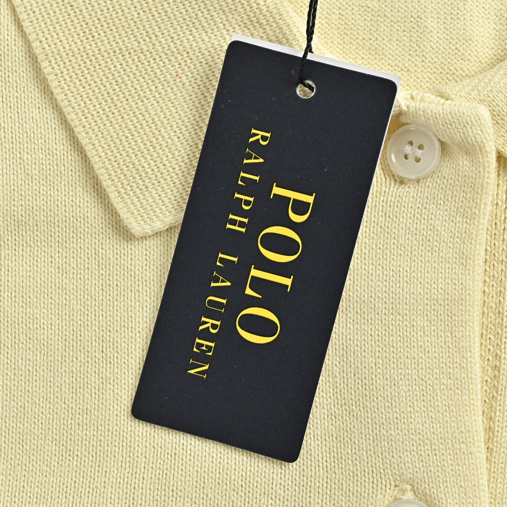 Ralph Lauren Polo Collar Knit Cardigan - Pale Yellow