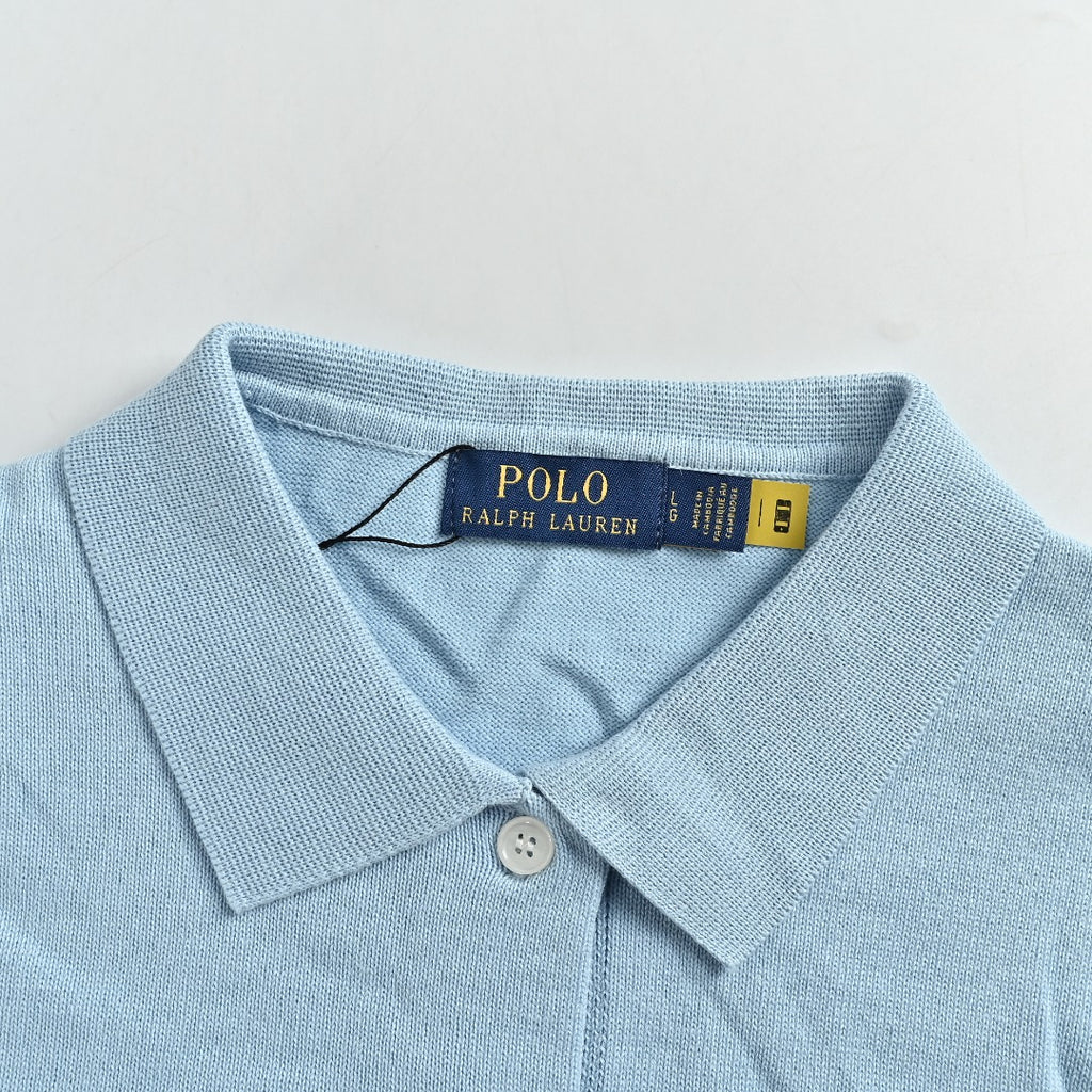 Ralph Lauren Polo Collar Knit Cardigan - Light Blue