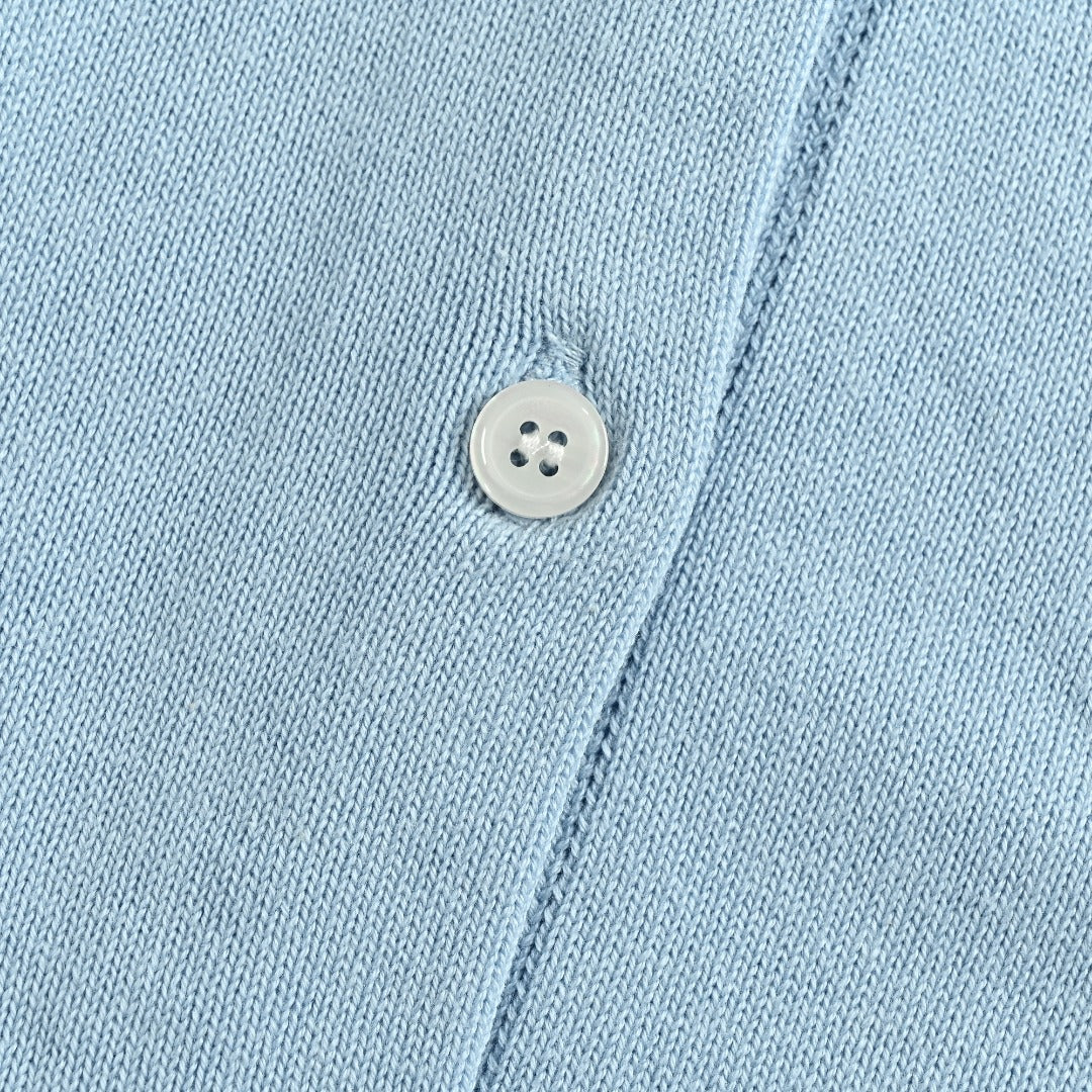 Ralph Lauren Polo Collar Knit Cardigan - Light Blue