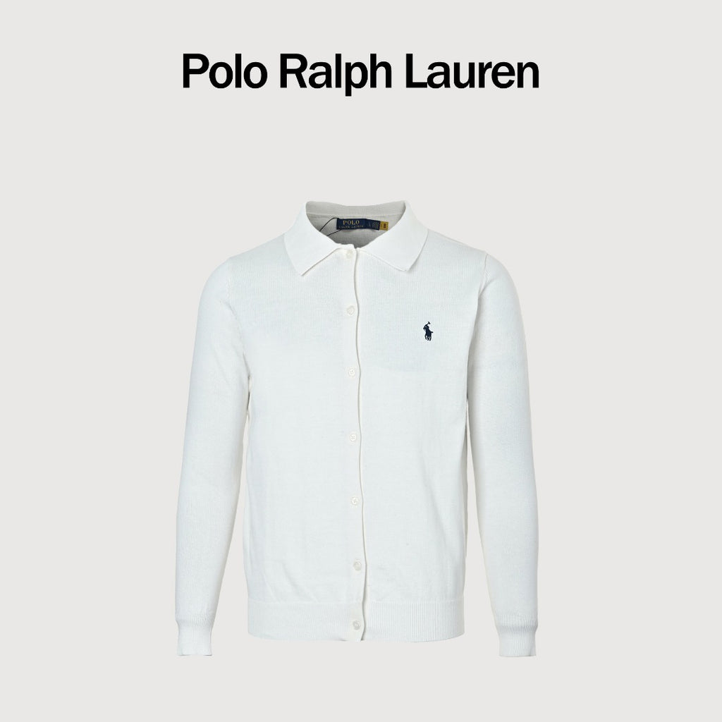 Ralph Lauren Polo Collar Knit Cardigan - White