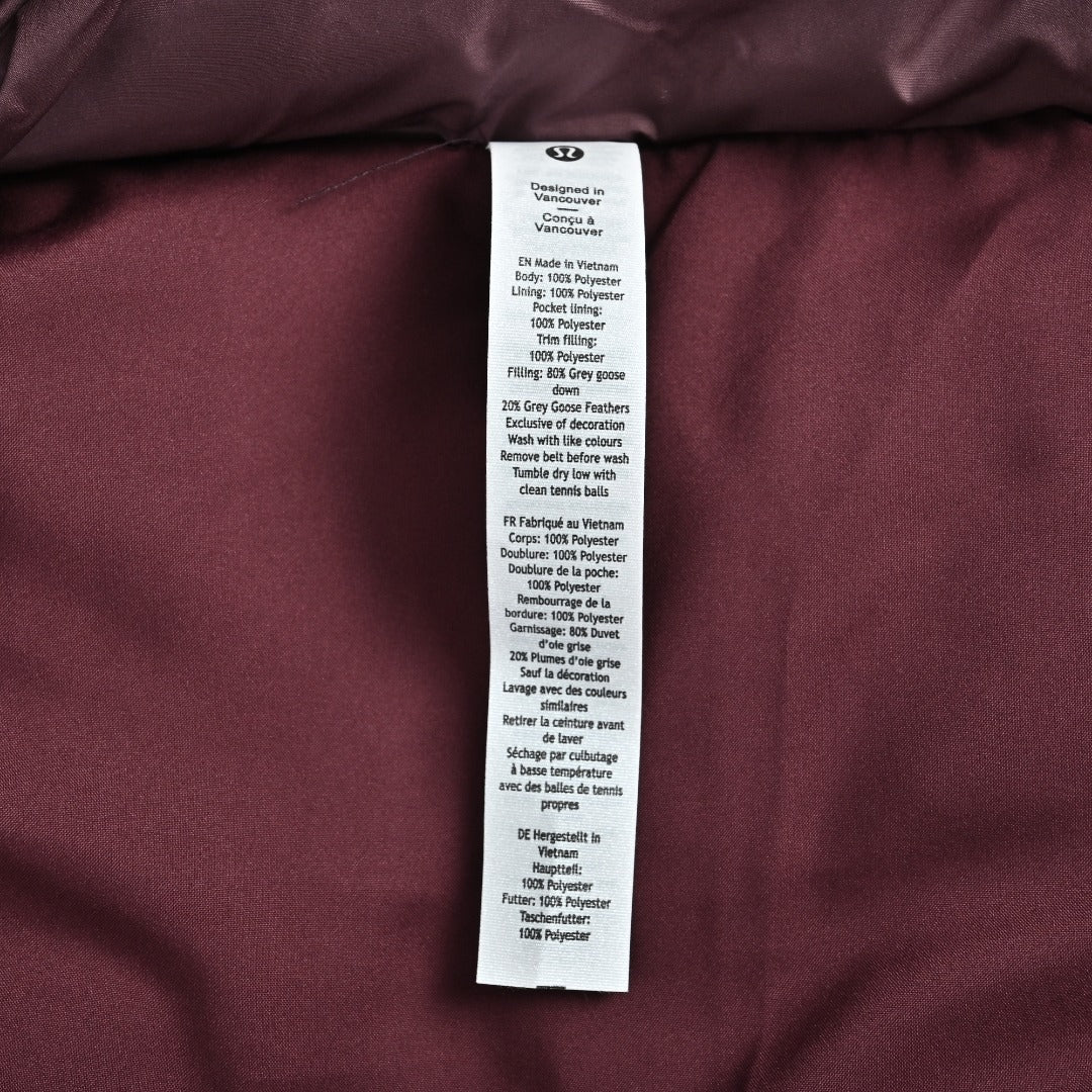 lululemon Women's Belted Hooded Down Vest - Plum