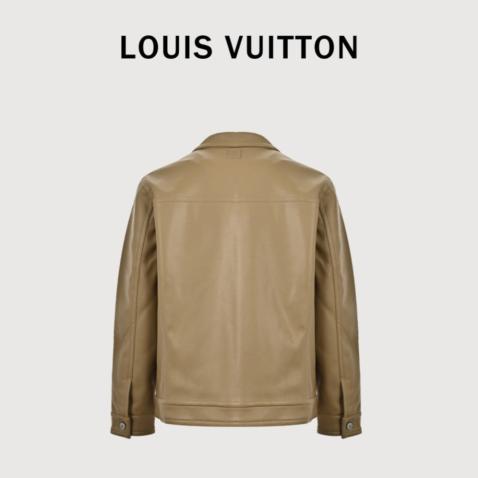 Louis Vuitton Floral Embroidered Leather Jacket - Tan