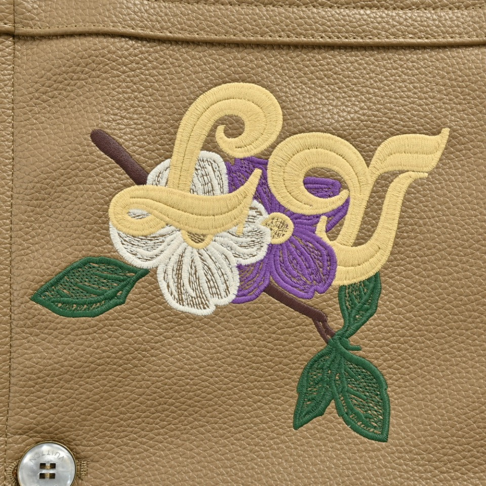 Louis Vuitton Floral Embroidered Leather Jacket - Tan