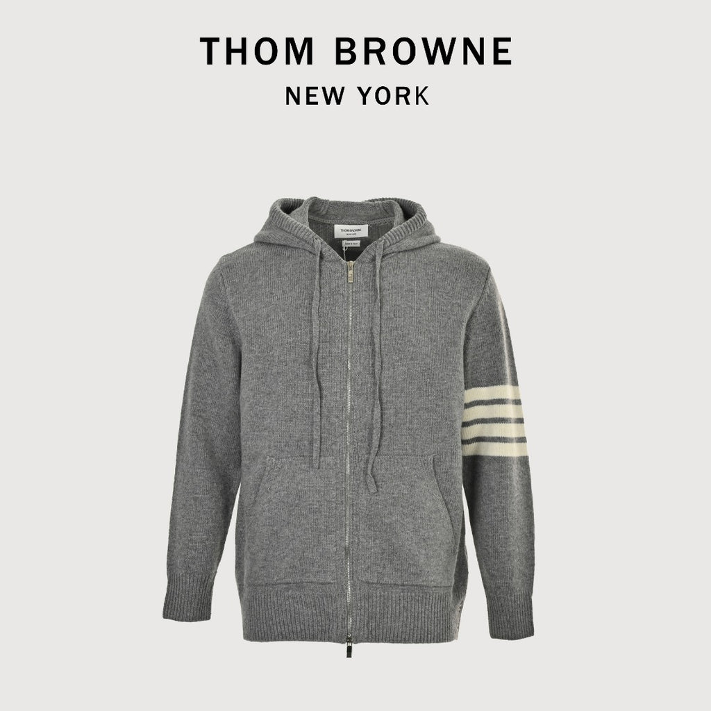 Thom Browne Dog Motif Wool Hooded Jacket - Gray