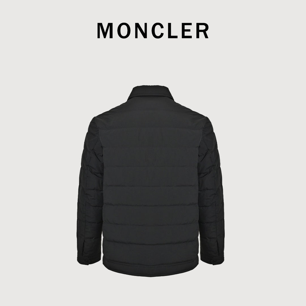 Moncler Tonal Logo Collared Down Jacket - Black