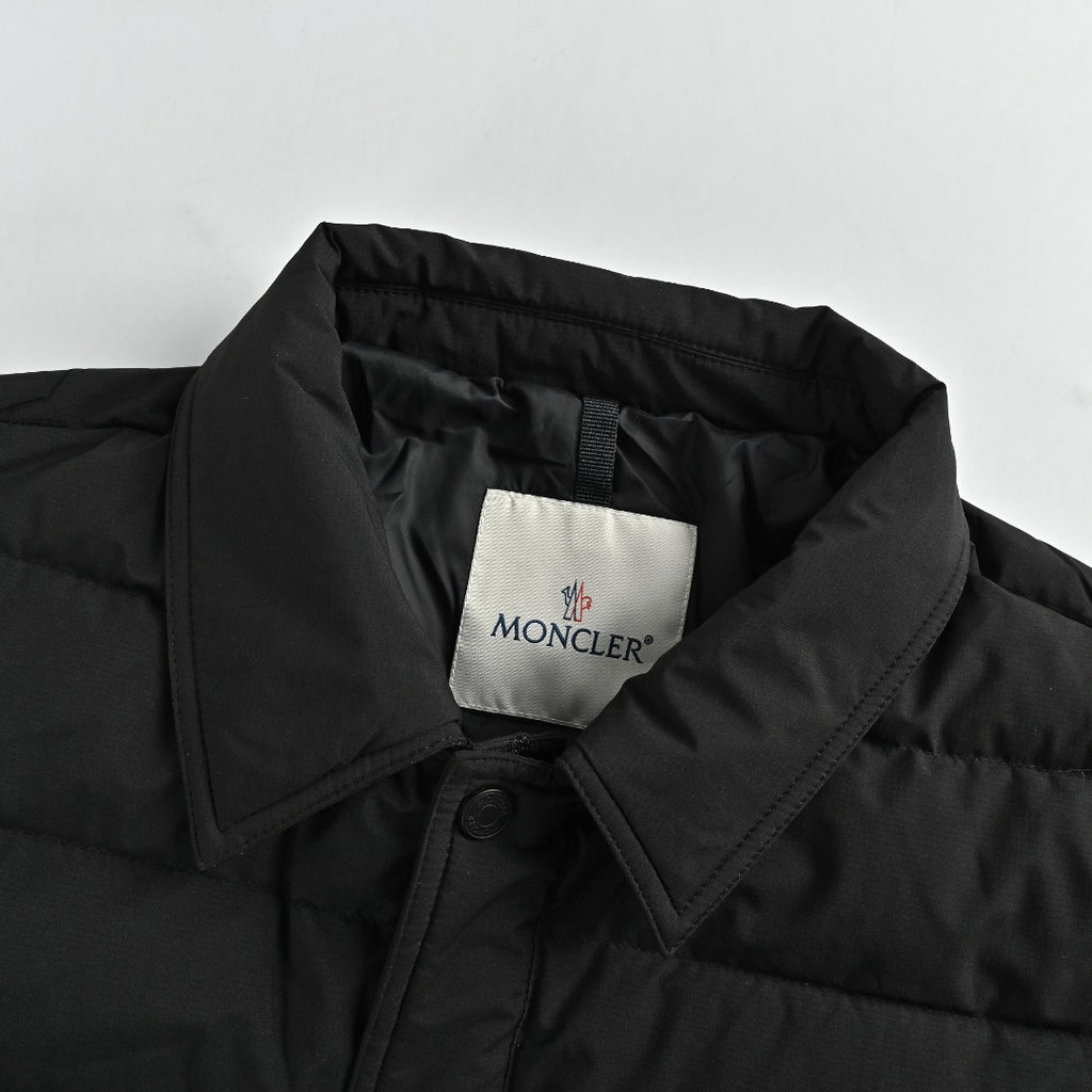 Moncler Tonal Logo Collared Down Jacket - Black