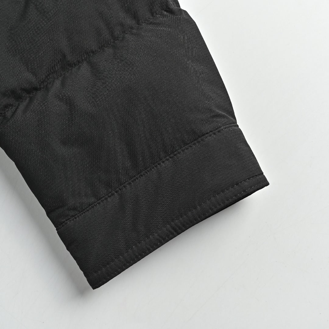 Moncler Tonal Logo Collared Down Jacket - Black