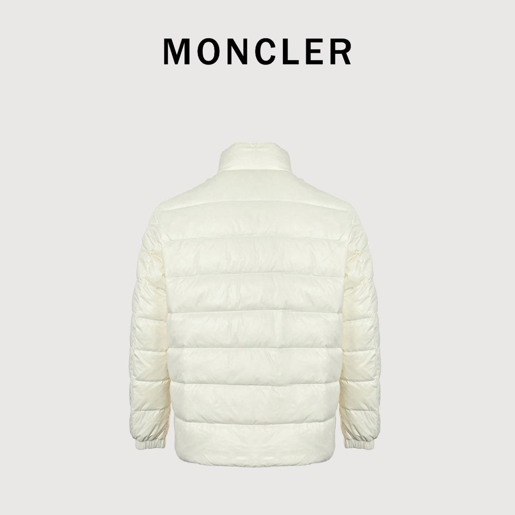 Moncler Chest Stripe Stand-Collar Down Jacket - Ivory