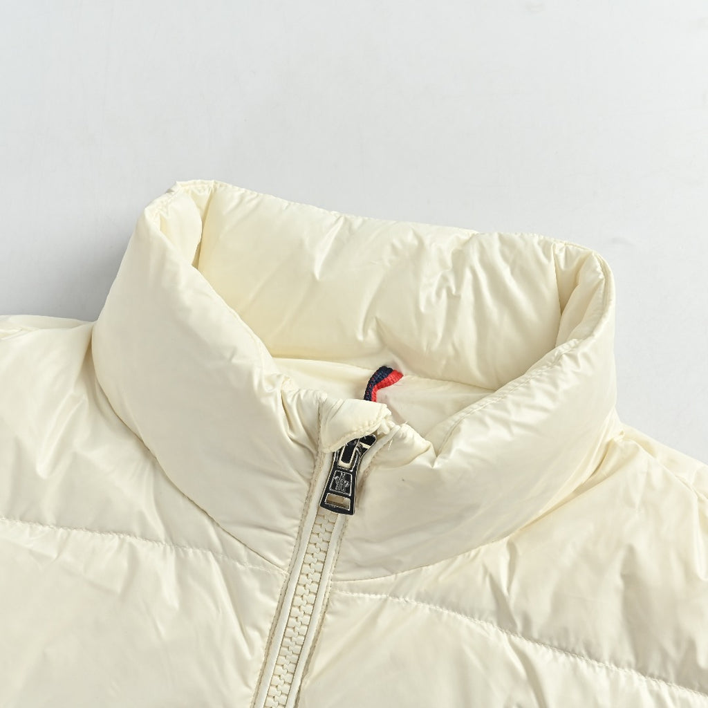 Moncler Chest Stripe Stand-Collar Down Jacket - Ivory