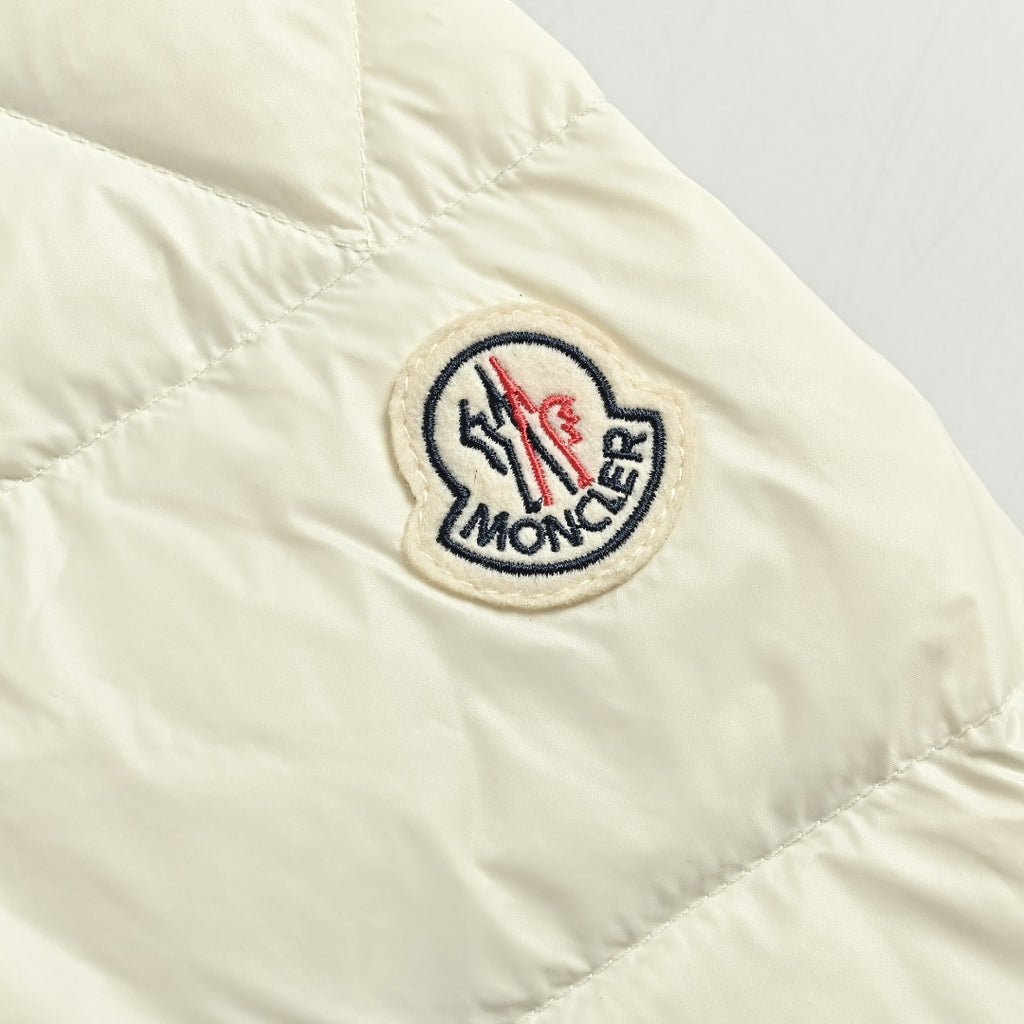 Moncler Chest Stripe Stand-Collar Down Jacket - Ivory