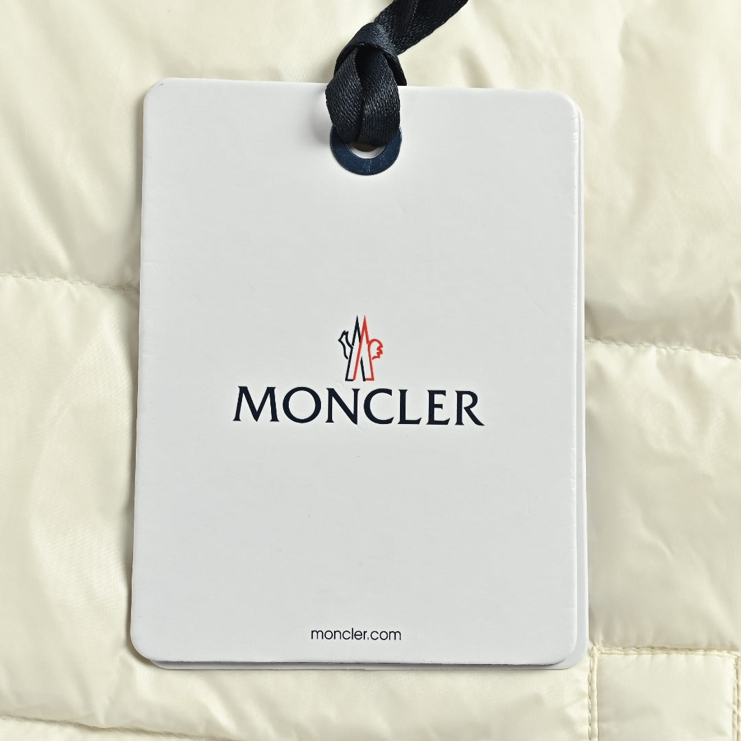 Moncler Chest Stripe Stand-Collar Down Jacket - Ivory