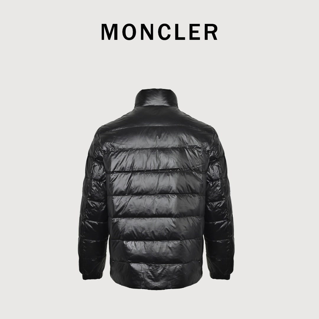 Moncler Chest Stripe Stand-Collar Down Jacket - Black