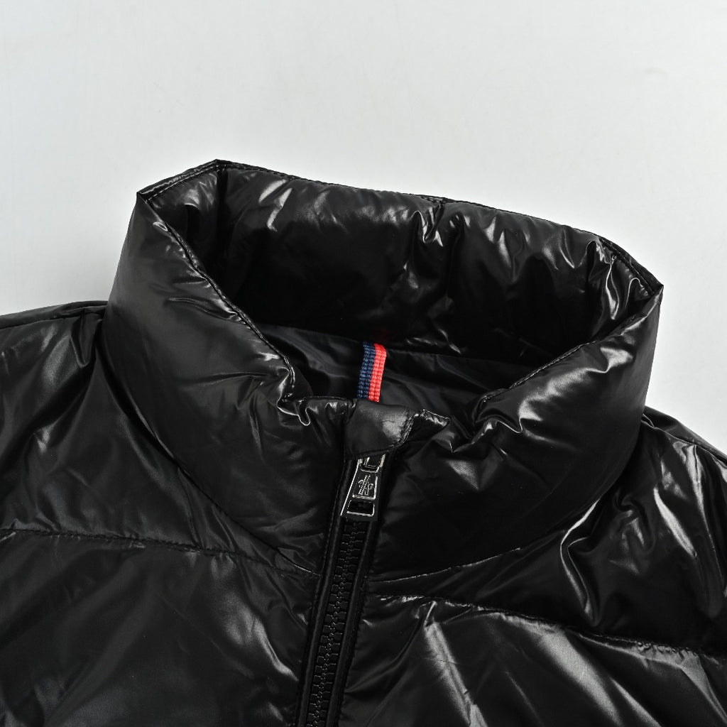 Moncler Chest Stripe Stand-Collar Down Jacket - Black
