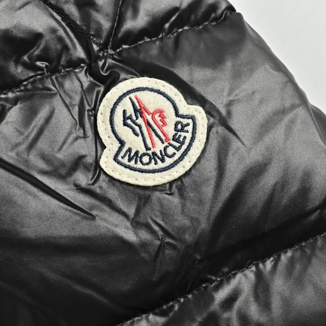 Moncler Chest Stripe Stand-Collar Down Jacket - Black