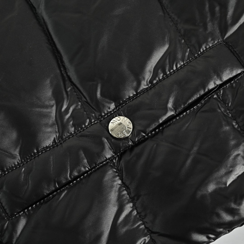 Moncler Chest Stripe Stand-Collar Down Jacket - Black