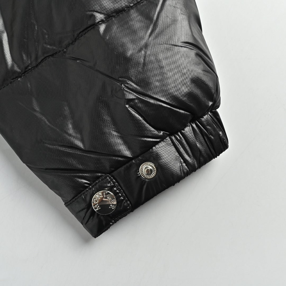 Moncler Chest Stripe Stand-Collar Down Jacket - Black