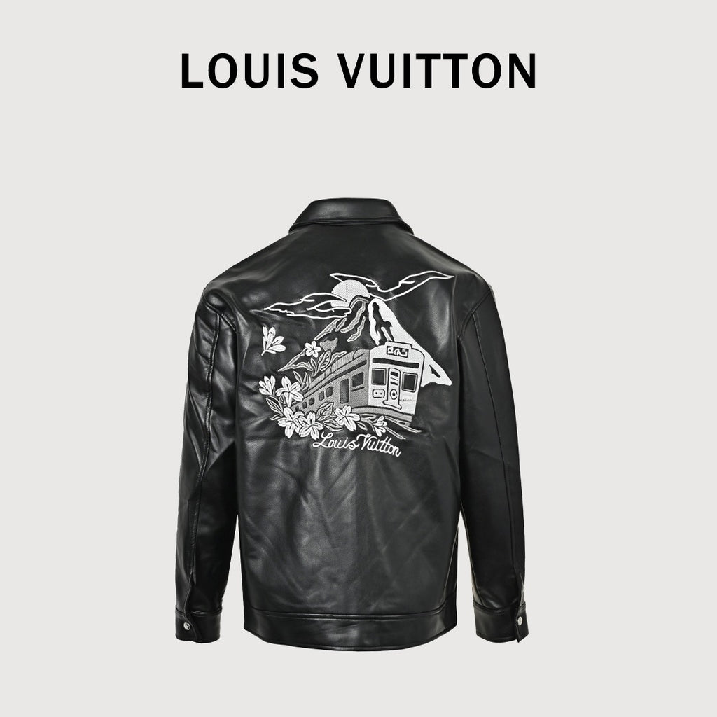 Louis Vuitton Mount Fuji Train Leather Jacket - Black