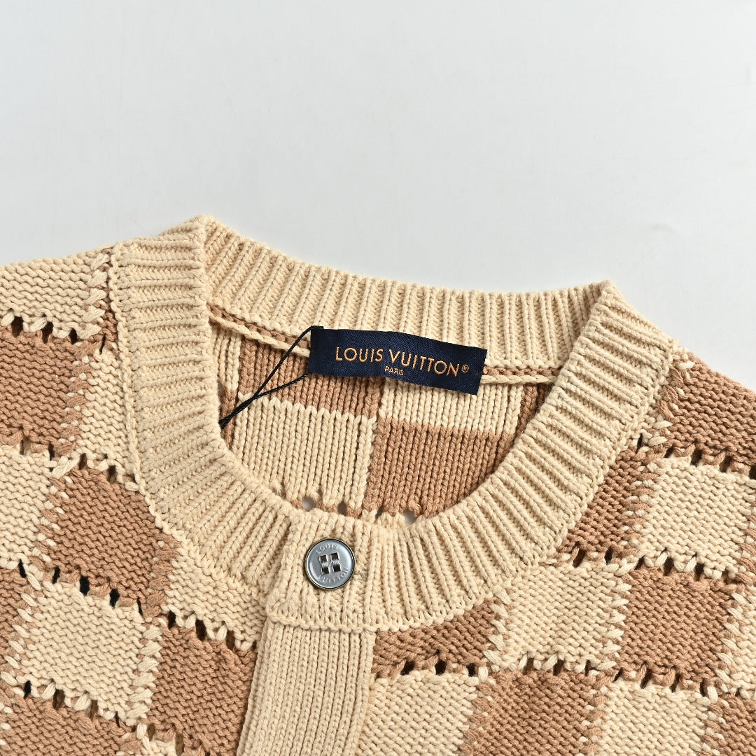 Louis Vuitton Damier Knit Cardigan - Beige