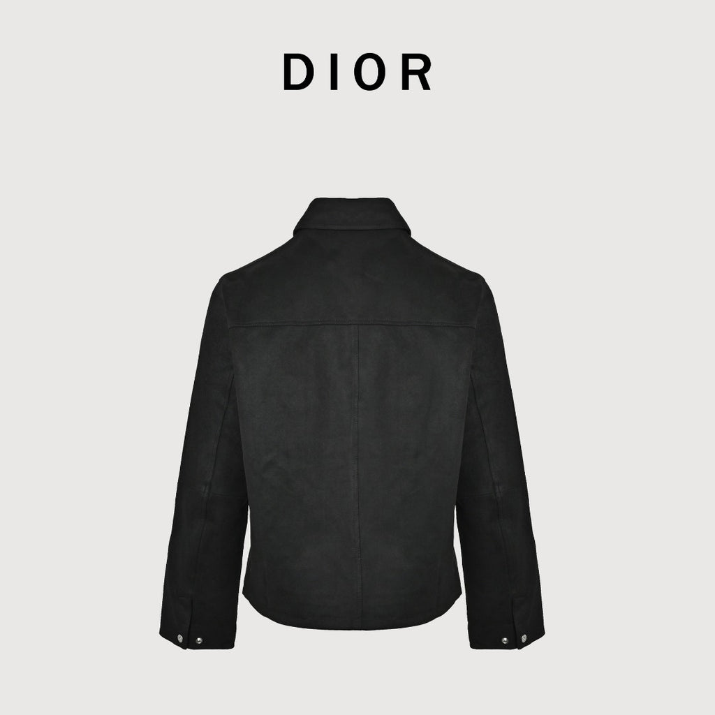 Dior Embossed Pocket Lambskin-Collar Jacket - Black