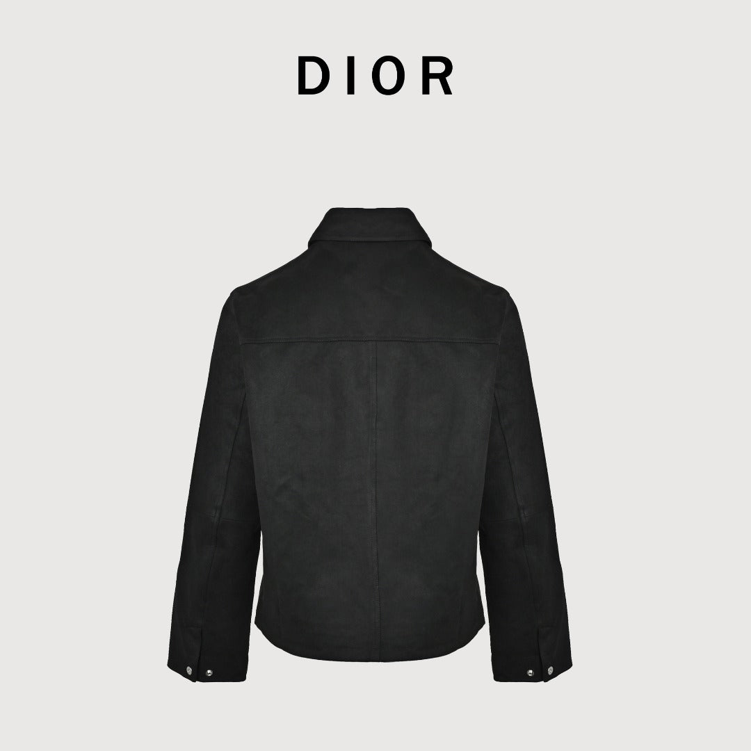 Dior Embossed Pocket Lambskin-Collar Jacket - Black