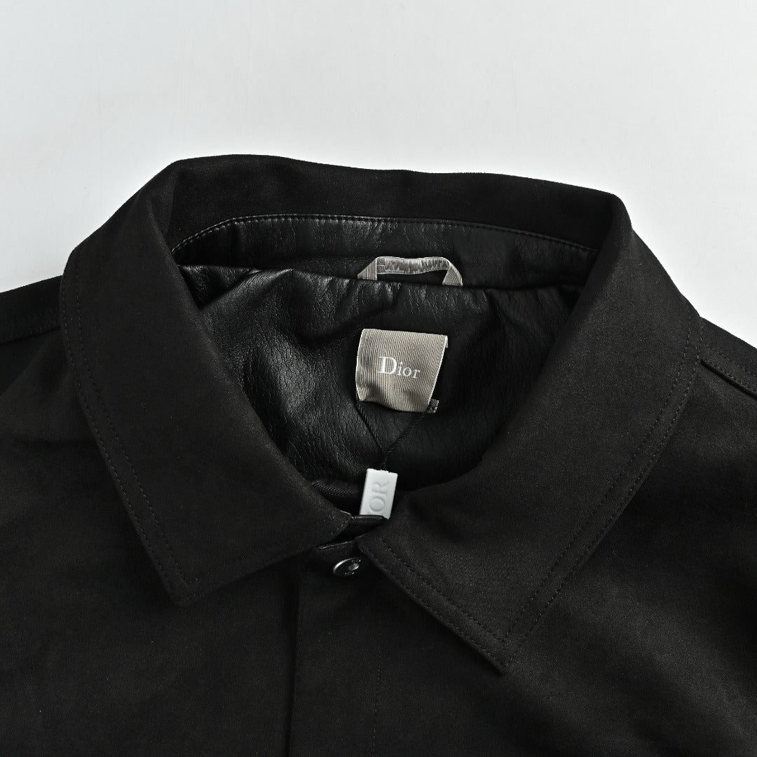 Dior Embossed Pocket Lambskin-Collar Jacket - Black