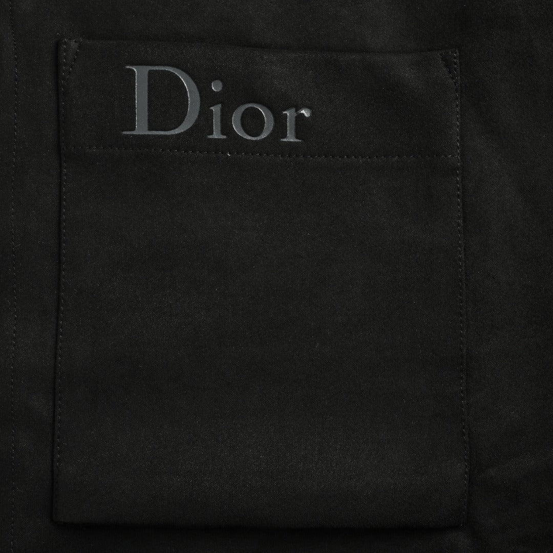 Dior Embossed Pocket Lambskin-Collar Jacket - Black
