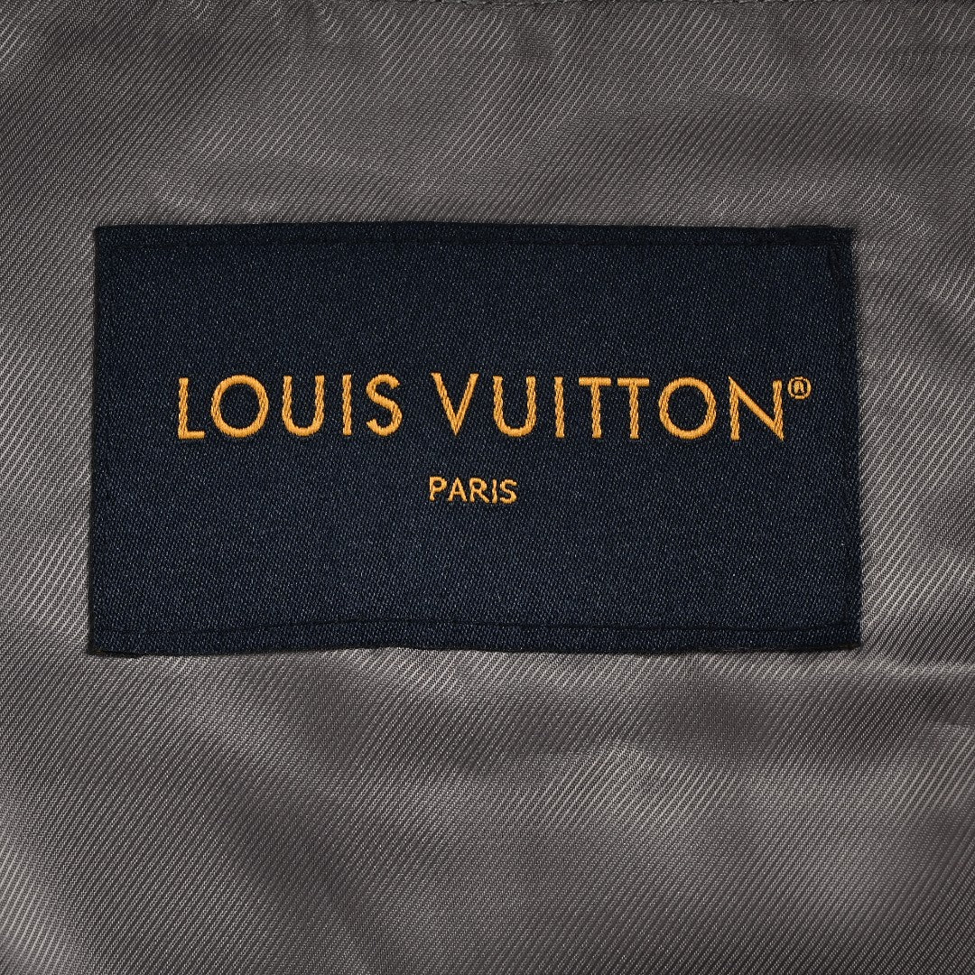 Louis Vuitton Digital Print Leather-Trim Jacket - Gray
