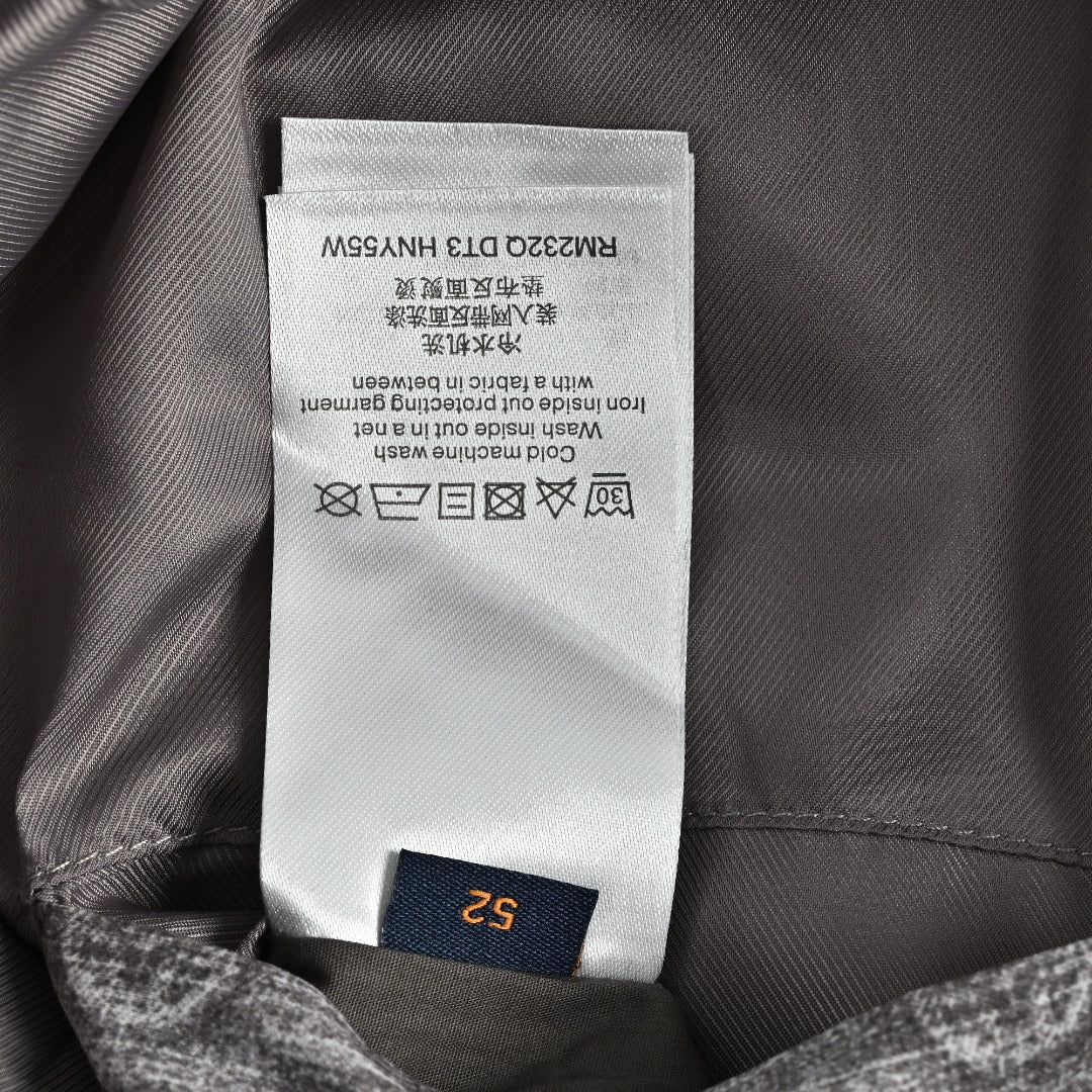 Louis Vuitton Digital Print Leather-Trim Jacket - Gray