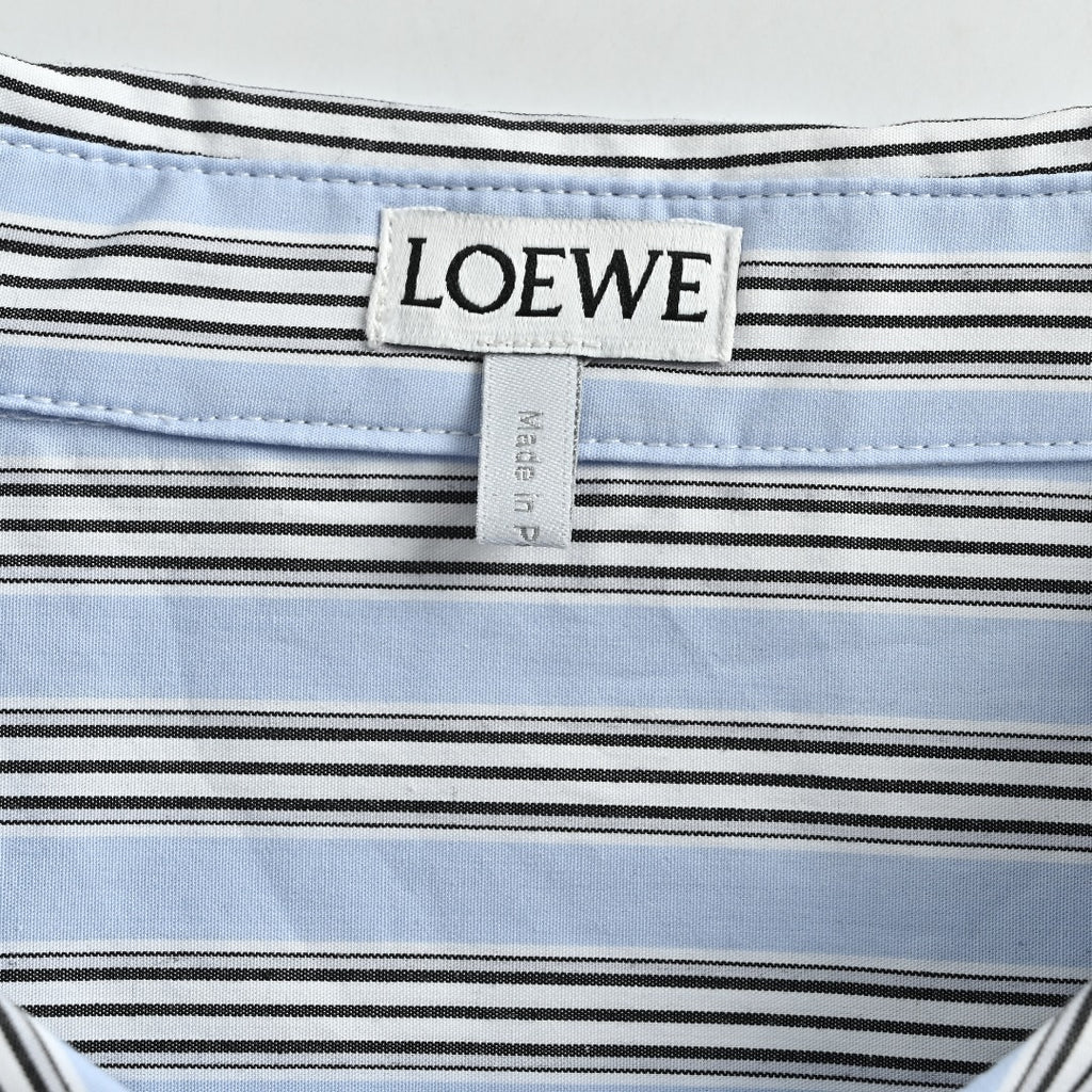 Loewe Embroidered Striped Long-Sleeve Shirt - Light Blue
