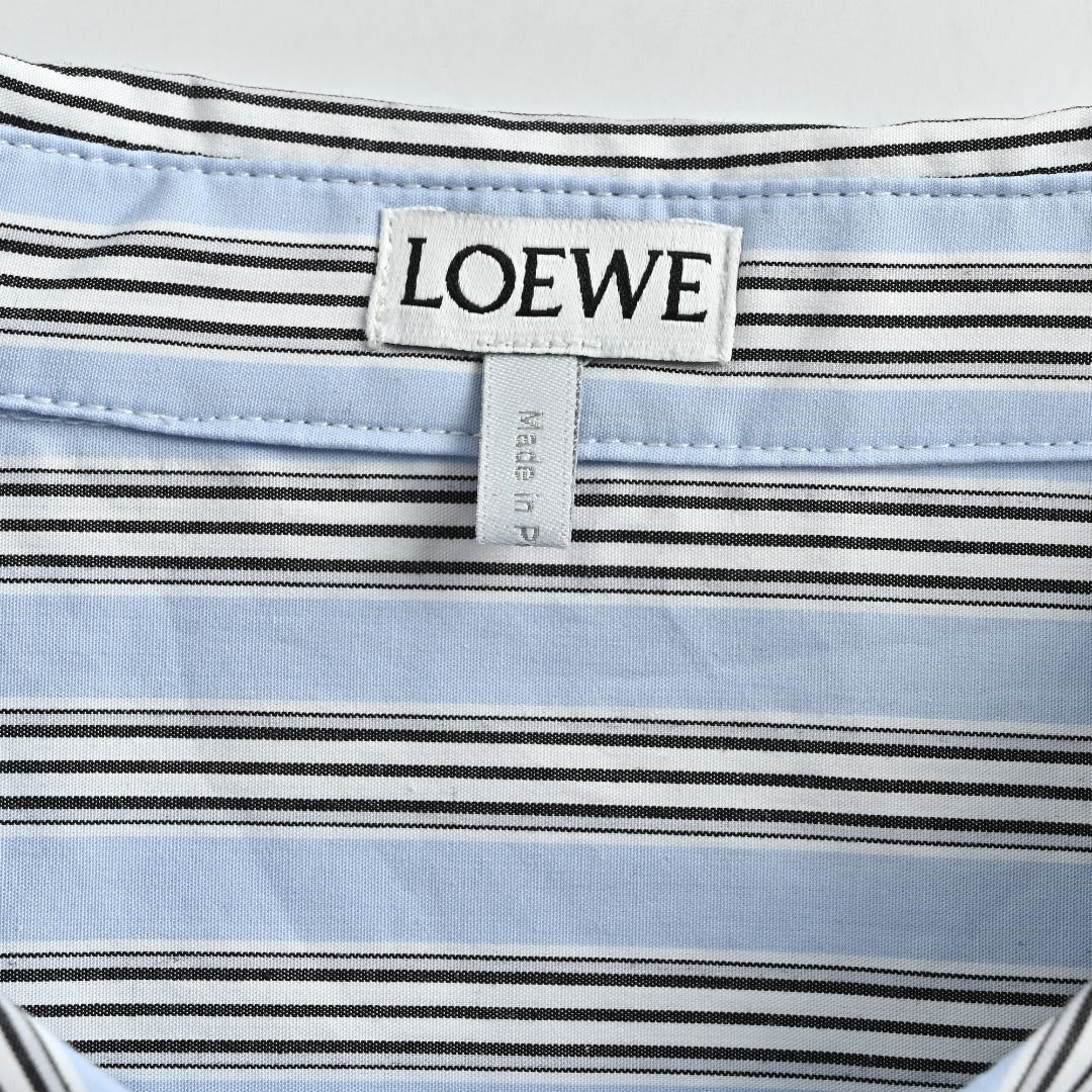Loewe Embroidered Striped Long-Sleeve Shirt - Light Blue