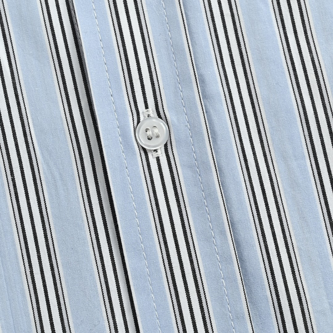 Loewe Embroidered Striped Long-Sleeve Shirt - Light Blue