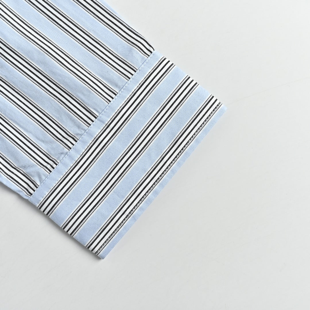 Loewe Embroidered Striped Long-Sleeve Shirt - Light Blue