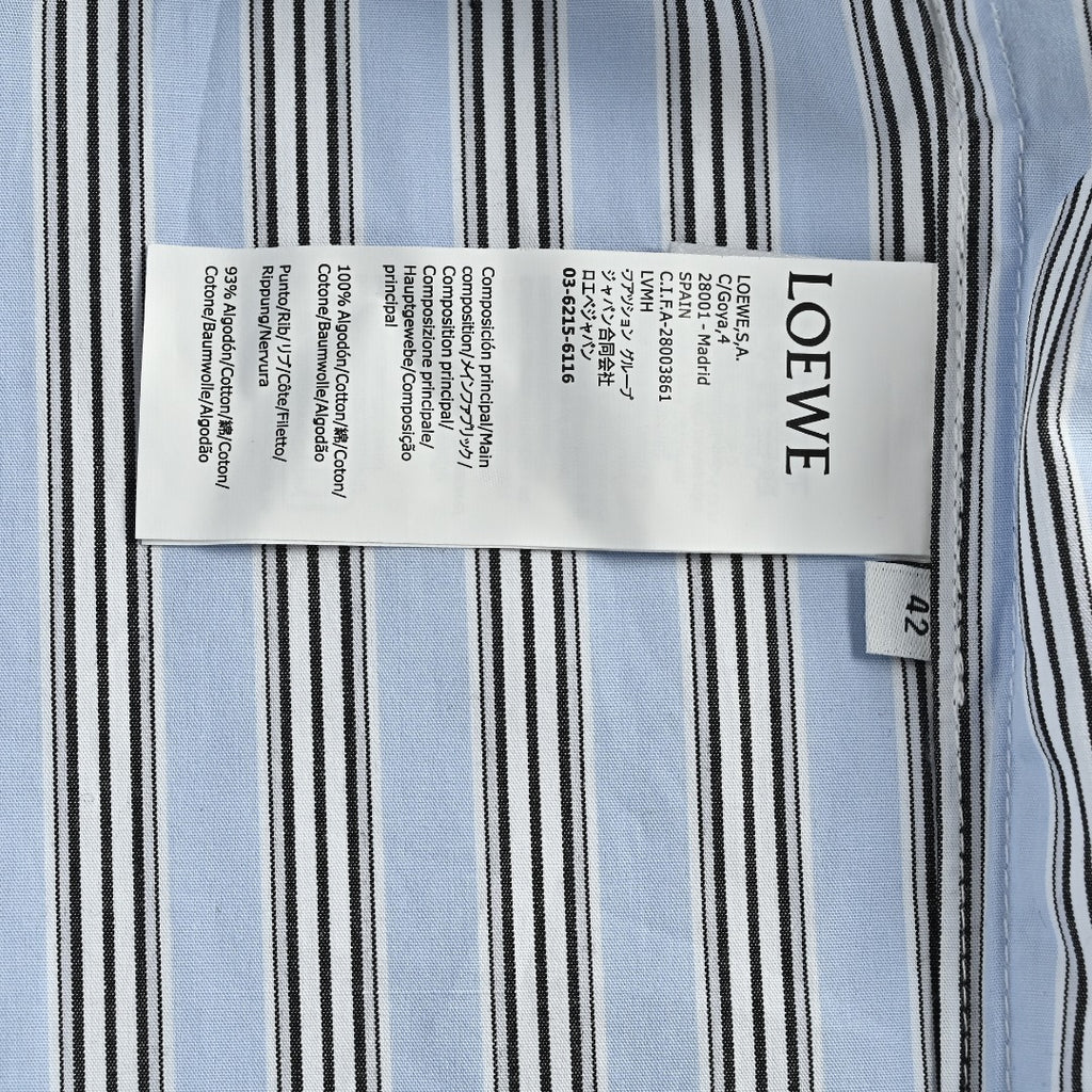 Loewe Embroidered Striped Long-Sleeve Shirt - Light Blue